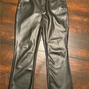 Black Zara Faux Leather Cropped Pants